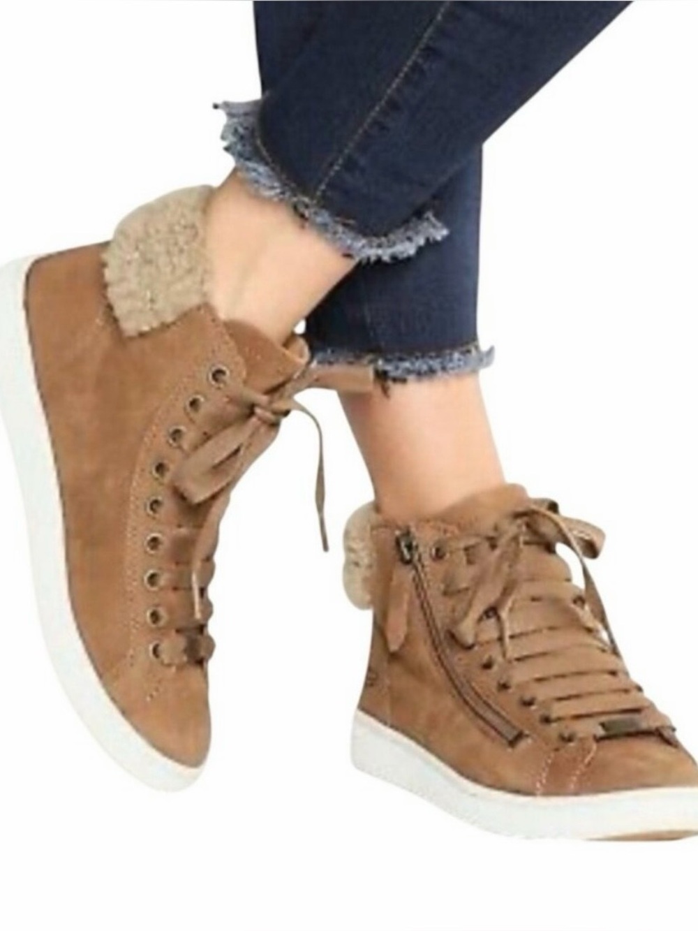 UGG Olive leather shearling high top sneaker